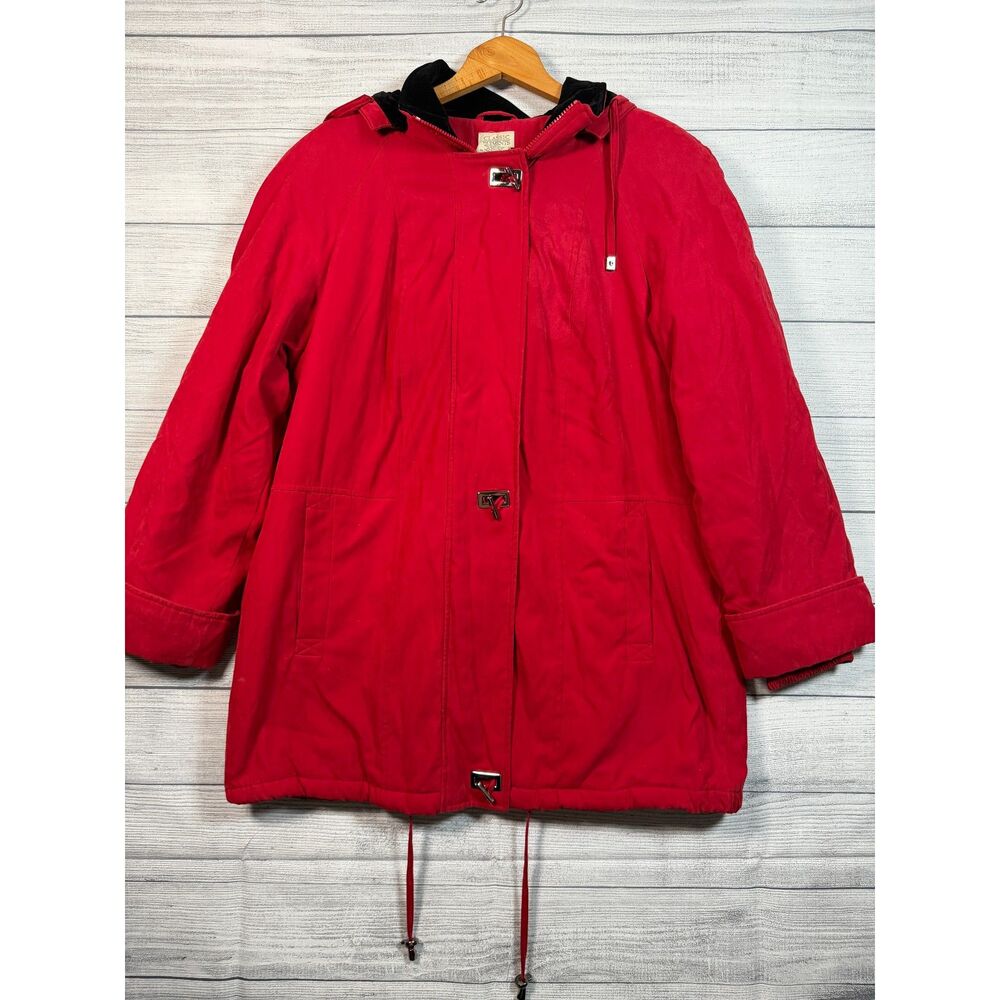 Classic Elements Women's Large Red Hooded Insulated Winter Coat Bin B